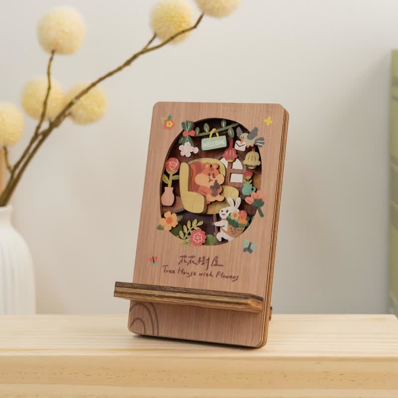 【微风景手机架-惬意森林】台湾纪念品 / 名片座 / 办公小物 - 手机座/防尘塞 - 木头 多色