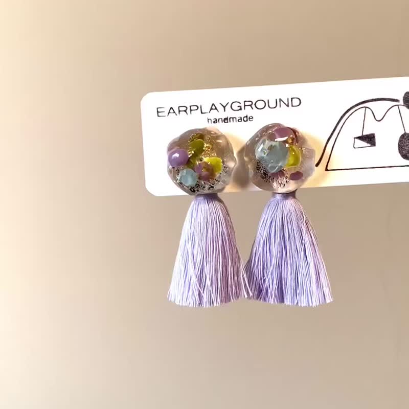 园游会 - 两戴式耳针款 - 耳环/耳夹 - 树脂 紫色