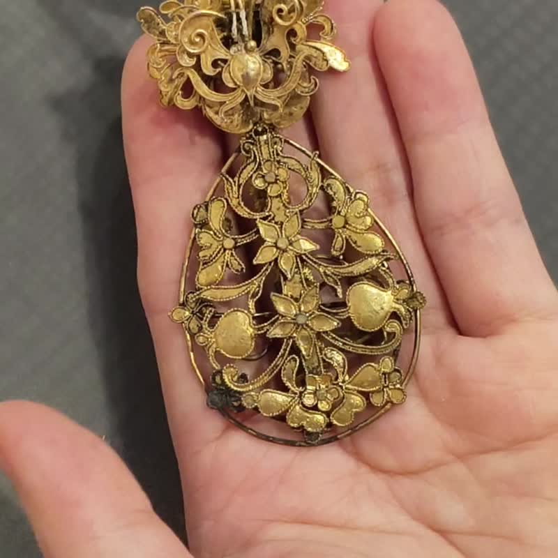 蝴蝶花卉鎏金 手工编结项链 – 老件 – 名媛 MC-019 - 其他 - 银 金色