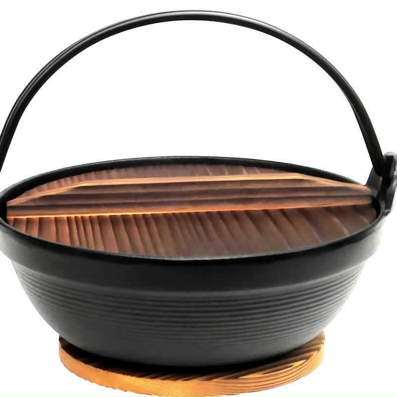 岩铸 南部铁器 深型铁锅21cm 附木盖 IH对应 日本制 - 锅具/烤盘 - 其他金属 黑色