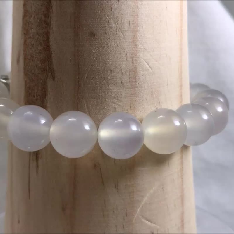 宝石情人手串 白玉髓双入组 6mm 10mm 水晶手链 弹性手围 - 手链/手环 - 半宝石 白色