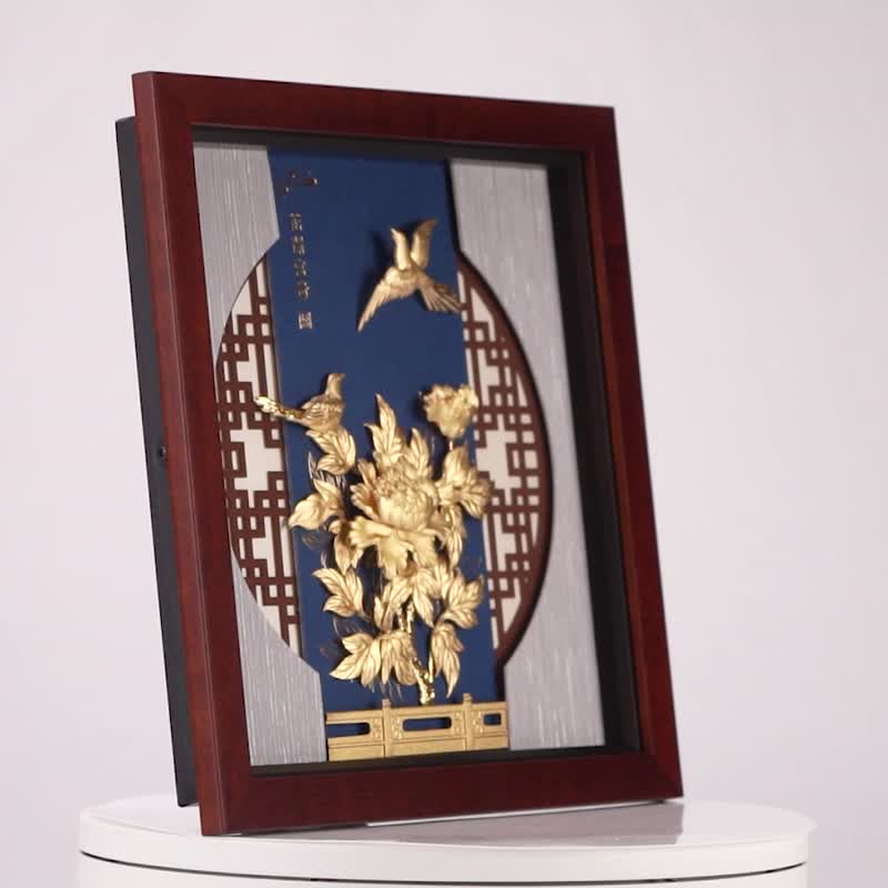 花开富贵│同事升迁、长官升职、长辈生日礼物│毕业礼物 - 画框/相框 - 24k 金 金色