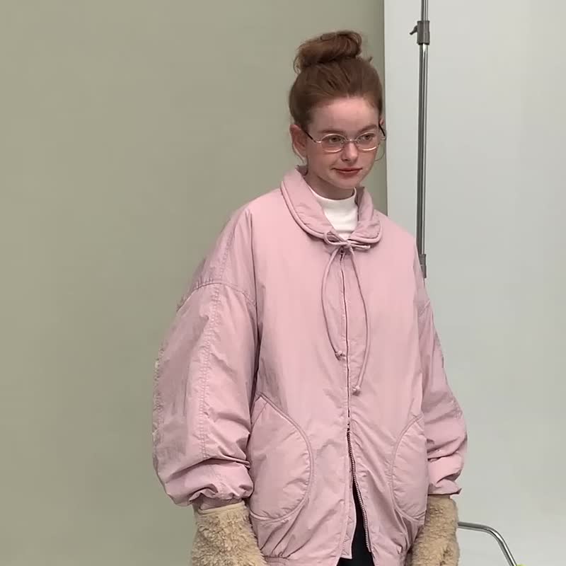 odd maker新雪丽小圆领棉服女肌理感设计百搭保暖棉衣短外套 - 女装休闲/机能外套 - 其他人造纤维 