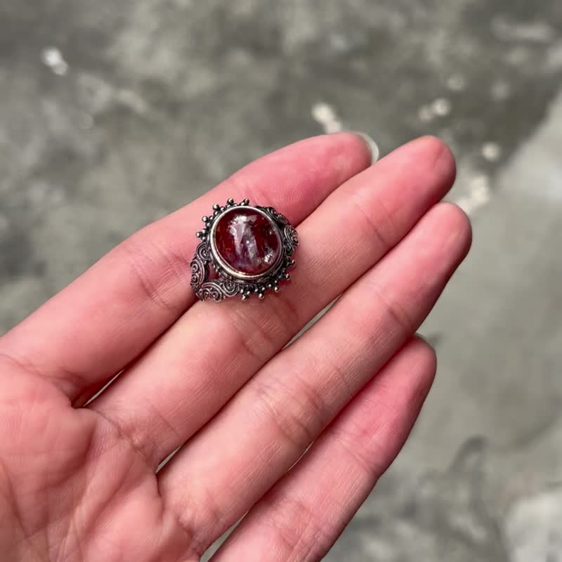 喜迎瑶 925银 胶花水晶 锦鲤胶花 胶花 活口 戒指 民族风 男女 - 戒指 - 水晶 银色
