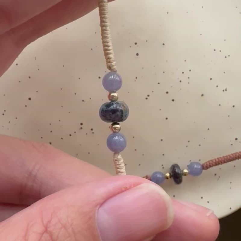 (定制化服务)This is Neroli -彼得石编织手链 彼得石 蜡线编织 - 手链/手环 - 蜡 蓝色