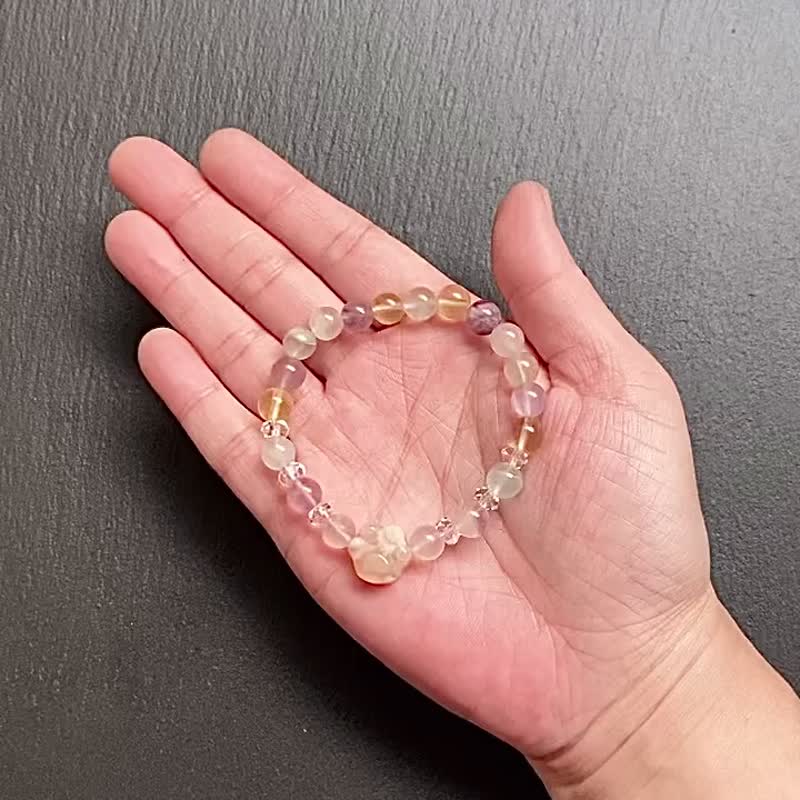 糖果萤石 白水晶 樱花玛瑙可爱猫掌手链  定制化手链 旺姻缘 - 手链/手环 - 水晶 多色