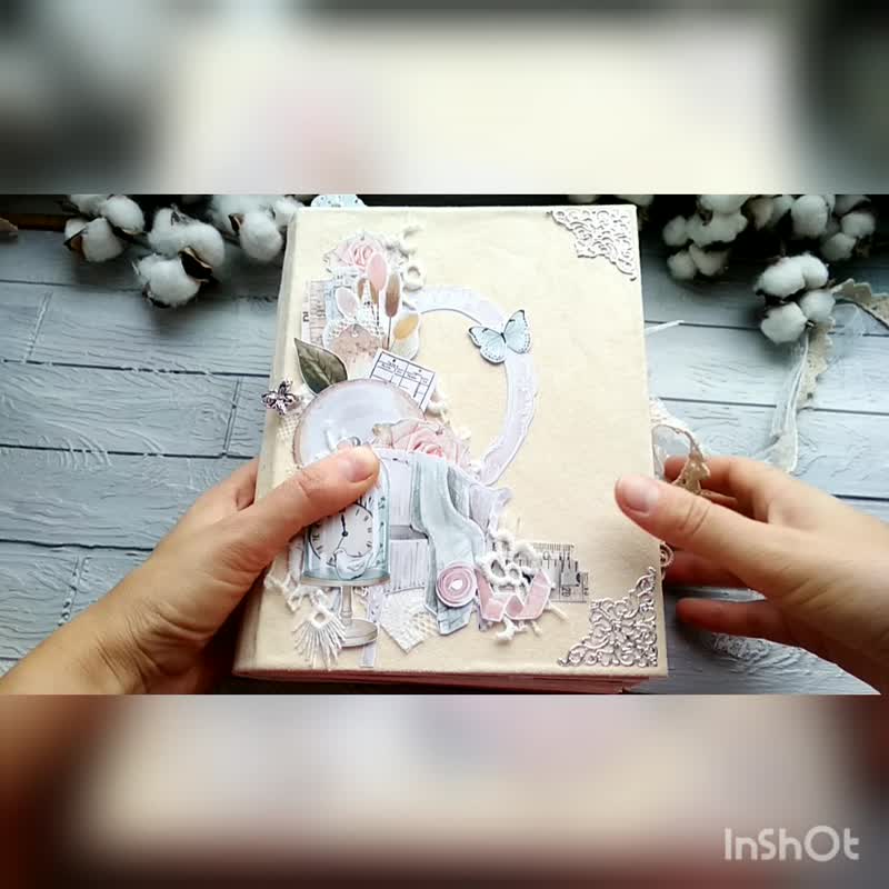 Homemade junk journal for sale Roses junk book handmade Flower country notebook - 笔记本/手帐 - 纸 黄色