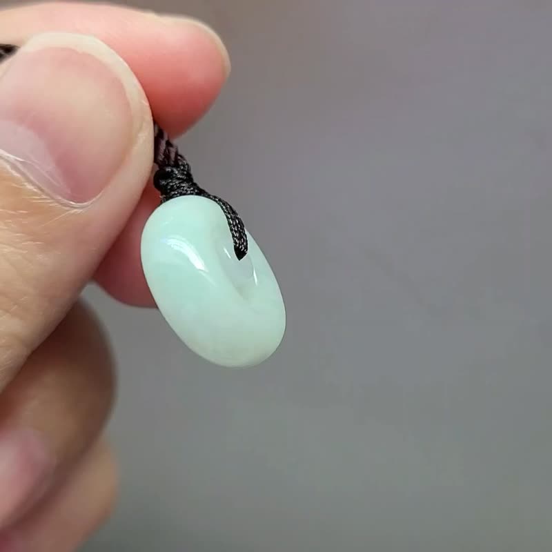 【亲翠】天然翡翠 冰果绿满色甜甜圈时来运转调整式绳链　极简甜 - 项链 - 玉石 绿色