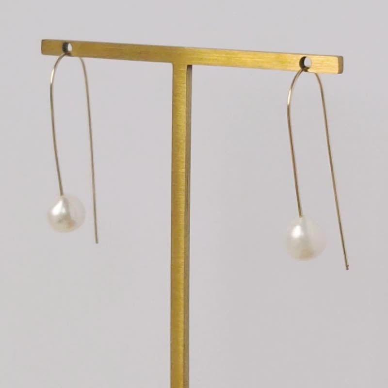 SV925/14KGF AAA强光水滴珍珠 大U型耳勾耳环 - 耳环/耳夹 - 珍珠 多色