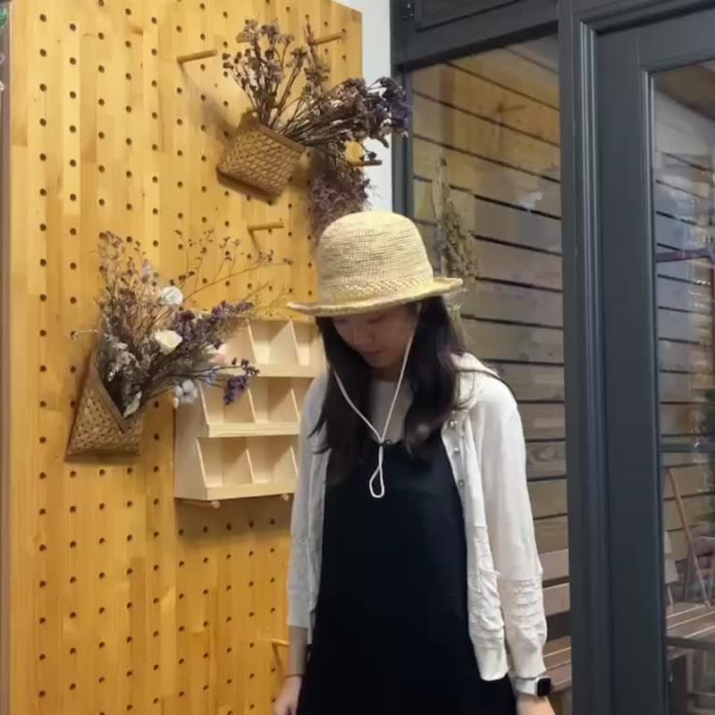 夏天宽帽檐遮阳帽。段染黄/麦色。日本纸籖维+意大利精制亚麻。 - 帽子 - 纸 
