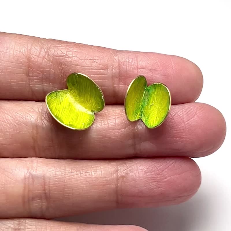 【Misty Dots 】MDBE08 黄色绘画耳环/ 黄铜/ 手工礼物/ 定制化 - 耳环/耳夹 - 铜/黄铜 黄色