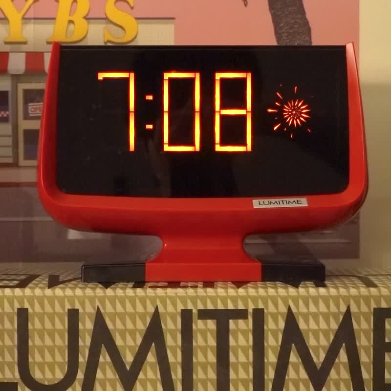 日本 昭和 田村电机 LUMITIME 时钟 摩登 太空时代 古物 翻页钟 - 时钟/闹钟 - 其他材质 红色