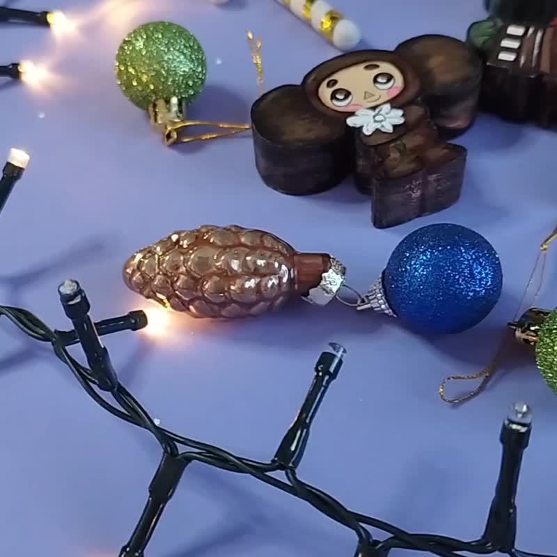 cheburashka toy ornament - 摆饰 - 木头 咖啡色