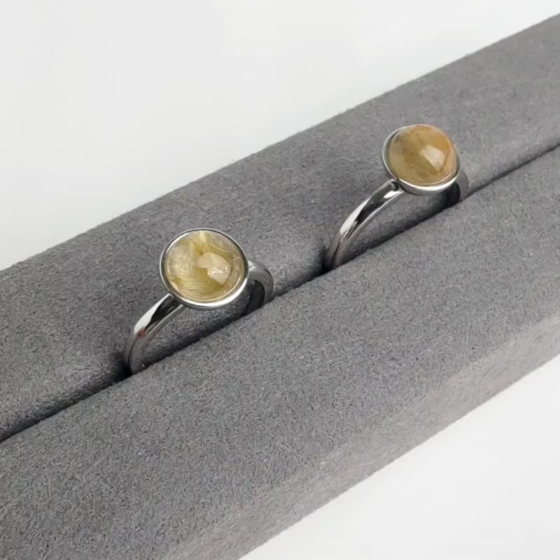 金星 | 发晶 简约 925纯银戒指 天然水晶宝石戒指 - 戒指 - 宝石 金色