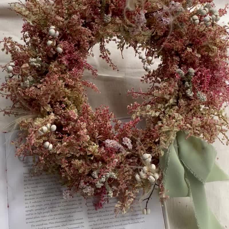 秋天氛围感澎澎虎杖花艺花圈 - 植栽 - 植物．花 粉红色
