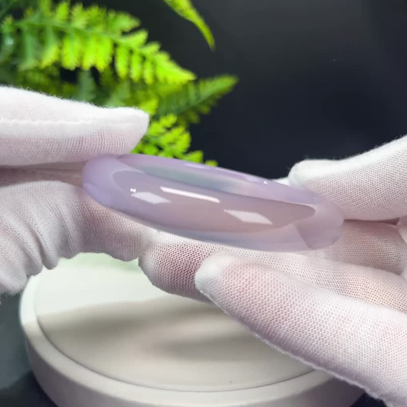 精品 渐变紫玛瑙手镯 54MM 冰润起刚 飘朱砂点 玉髓手环 智慧灵性 - 手链/手环 - 半宝石 紫色