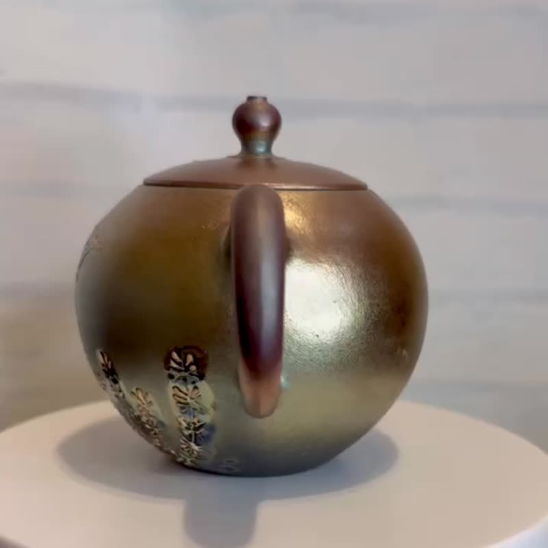 礼品/ 跃金鲤壶 柴烧釉彩手工壶/手作柴烧茶壶/手工彩绘 - 茶具/茶杯 - 陶 