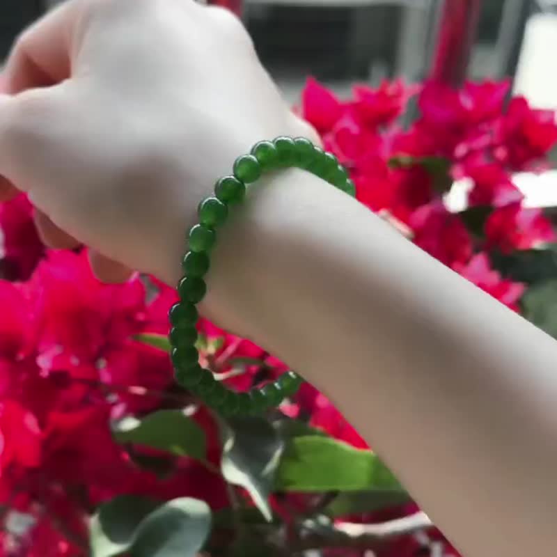 和田玉碧绿手串绿色小珠子手链礼盒装 - 手链/手环 - 玉石 绿色