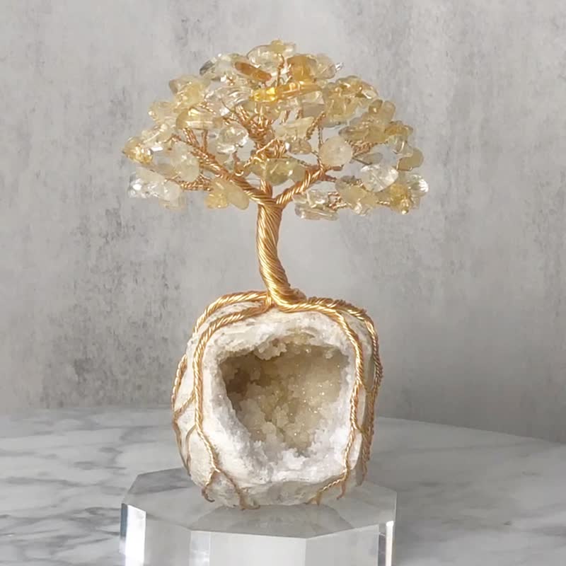 聚宝盆水晶树 // 黄水晶 白晶洞 // 招财 丰盛 // 赠底座 - 摆饰 - 水晶 金色