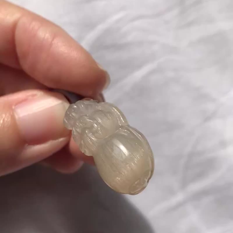 精致 巴西 金髪晶 银髪晶 双色貔貅雕件吊坠 水晶吊坠 项链 原石 - 项链 - 水晶 银色