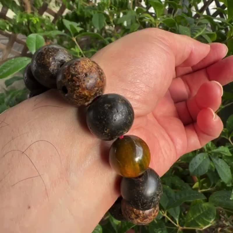 琥珀 Amber 清代老蜜蜡手串13子 古董蜜蜡 手串 手链 老蜜蜡 西藏 - 手链/手环 - 半宝石 多色