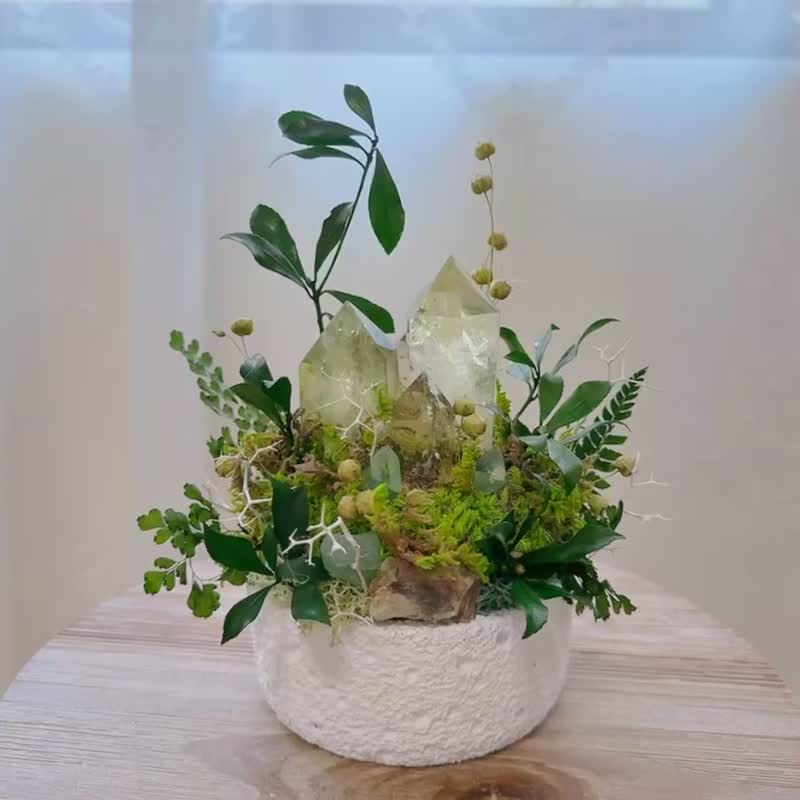 巴西 黄水晶柱_春之交响曲。黄水晶 永生叶材绿植栽 - 植栽/盆栽 - 水晶 黄色