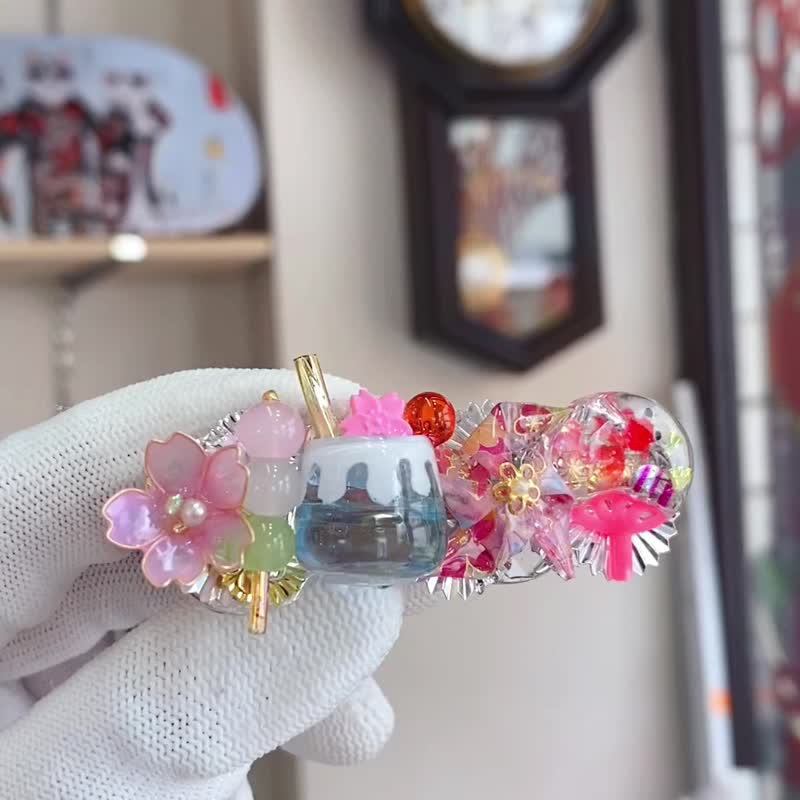 樱花富士山冰杯风车鲨鱼夹 - 耳环/耳夹 - 树脂 多色