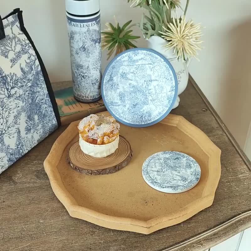 Toile De Jouy 陶瓷杯垫 (陶瓷材质,健康环保吸水力强) - 杯垫 - 瓷 蓝色