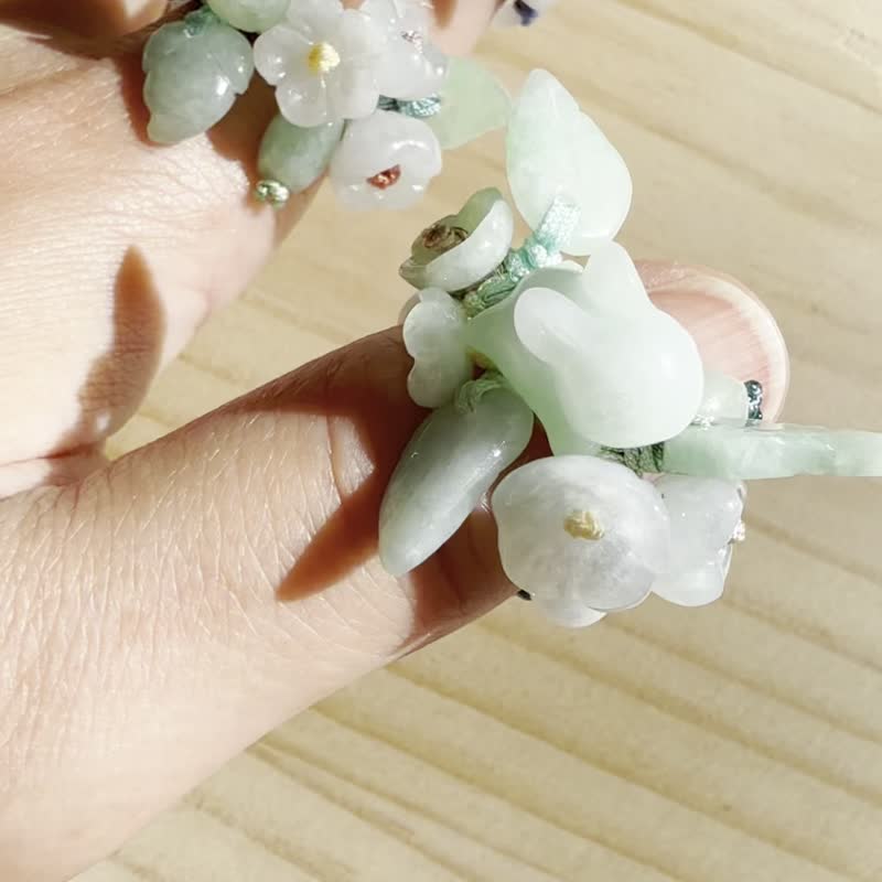 手工編織翡翠戒指 — 绿野花园伙伴款 - 戒指 - 玉石 绿色