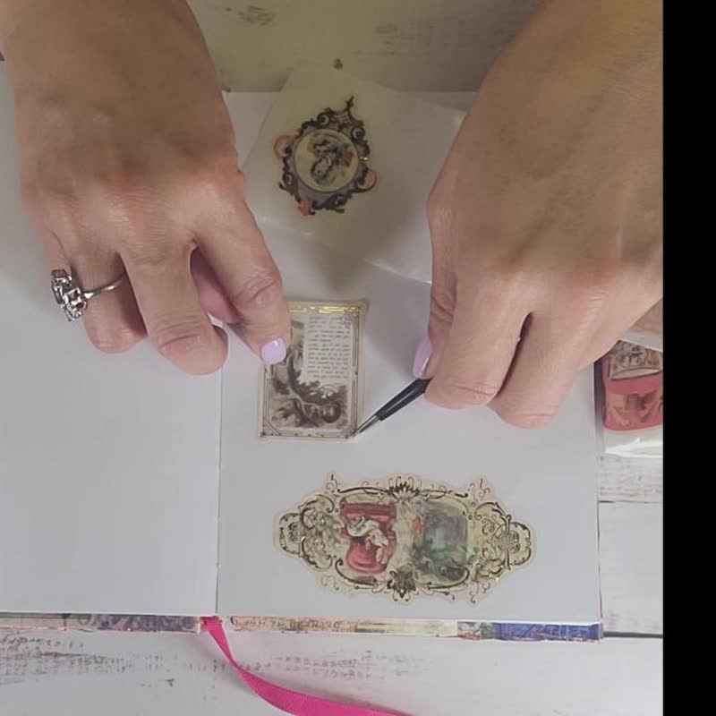 Romantic Victorian Collage extra wide washi tape - 纸胶带 - 纸 紫色