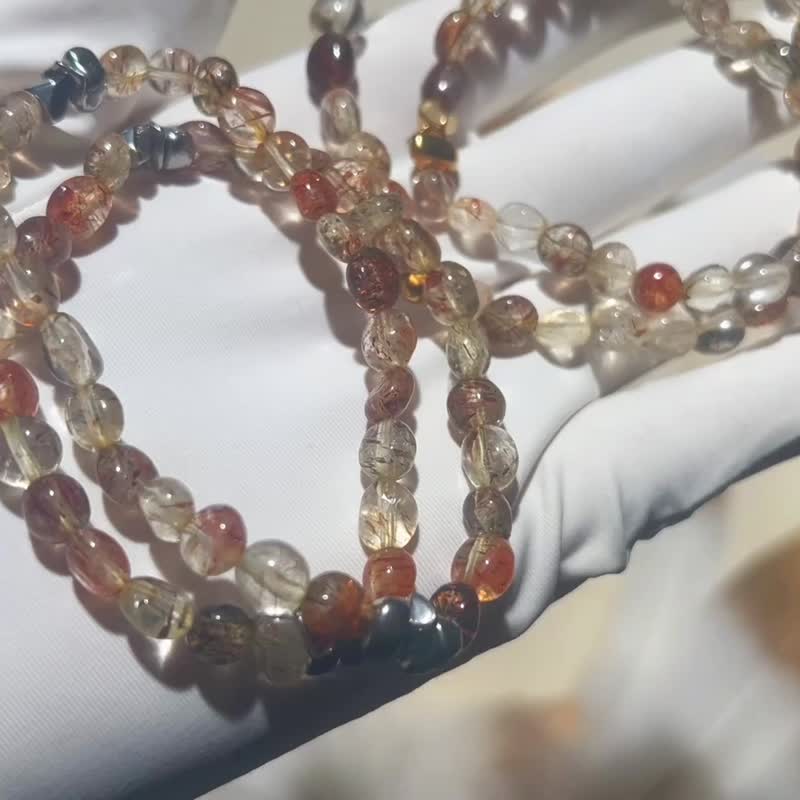 纯手工制作糖豆黑金超级七双层手链 - 手链/手环 - 宝石 多色