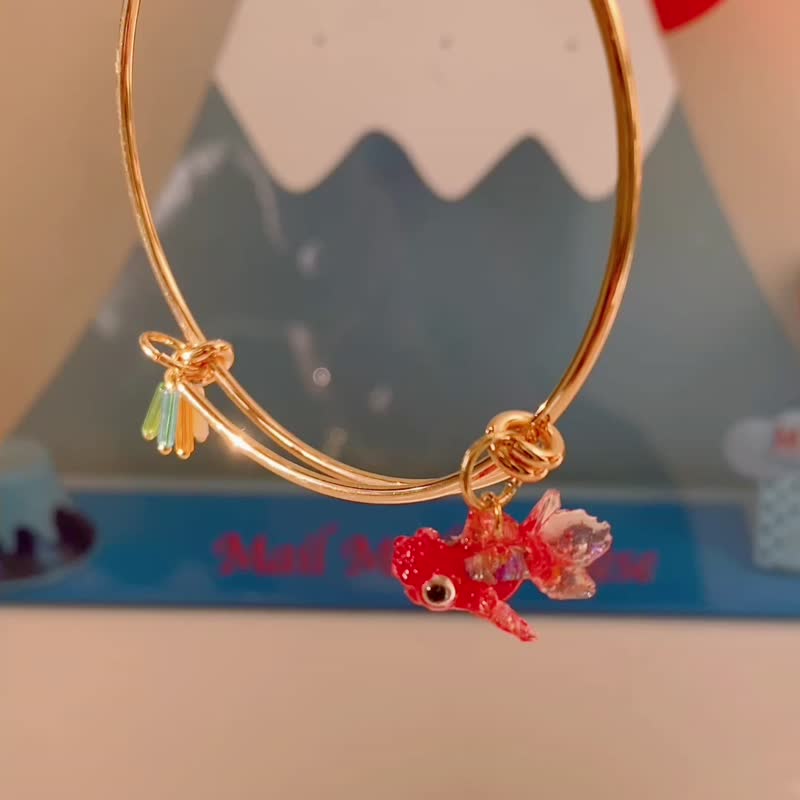 狮头金鱼手鈪、15cm~19cm尺寸选择 - 手链/手环 - 树脂 多色