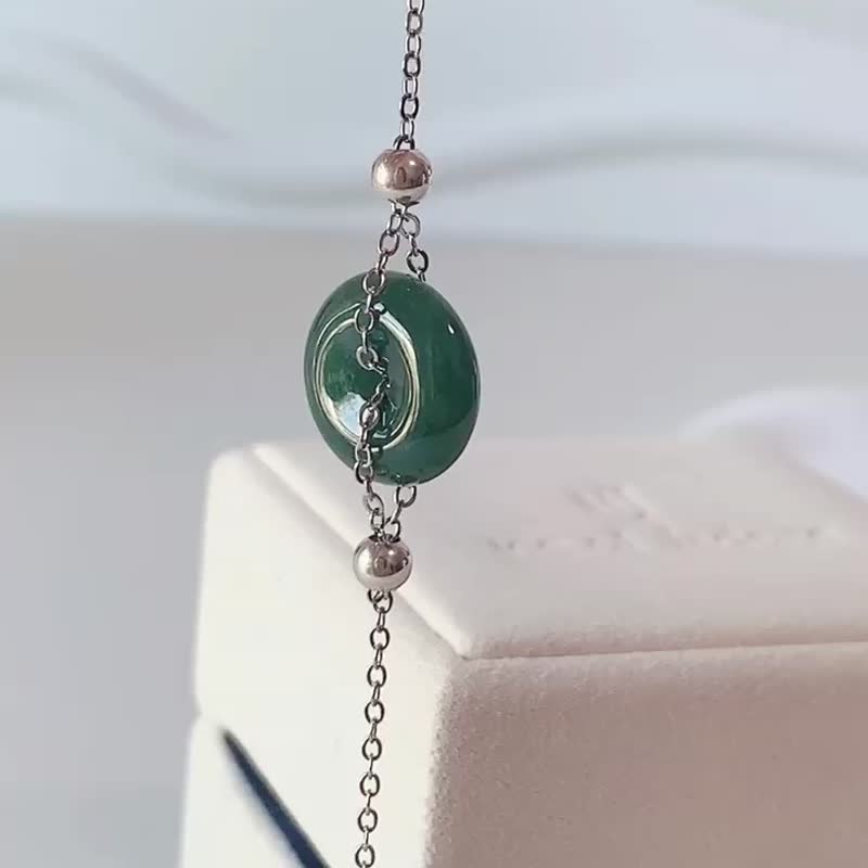 Pinkoi独家发售Silver 平安扣翡翠手链 Jadeite Hoop Silver Chai - 手链/手环 - 其他材质 多色