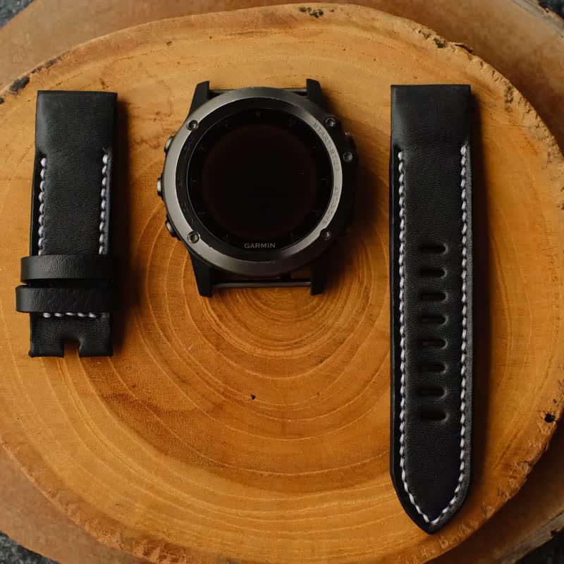 Garmin Watch Black Leather Strap With Quickfit Garmin Connector - 表带 - 真皮 黑色