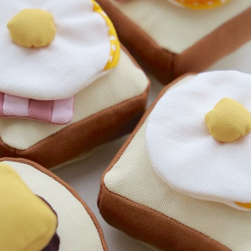 小仓吐司 太阳蛋吐司 手作 猫草玩具 香包 可清洗 重复用 - 玩具 - 棉．麻 咖啡色