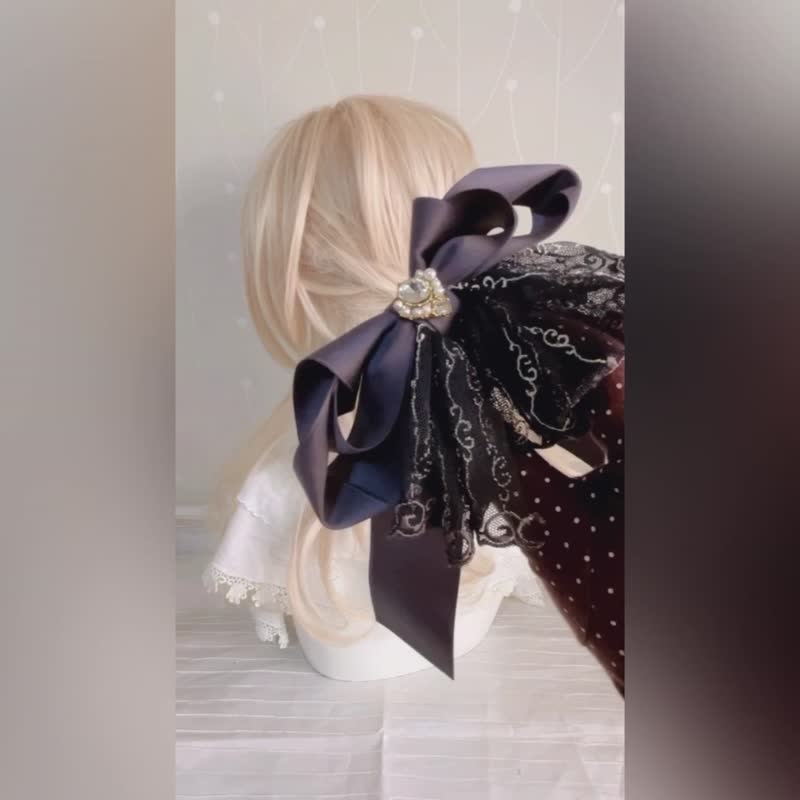 法式蕾丝仙女夹香蕉夹 弹簧夹 发叉 发圈 大肠圈发夹抓夹 鲨鱼夹 - 发饰 - 其他材质 灰色