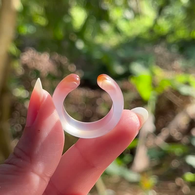 梅子软糖—猫爪戒指。玛瑙。手工雕刻 - 戒指 - 水晶 粉红色