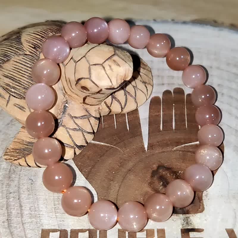 【订制品】橙月光石 金沙光 6-12mm 斯里兰卡 天然水晶 手串 - 手链/手环 - 水晶 橘色
