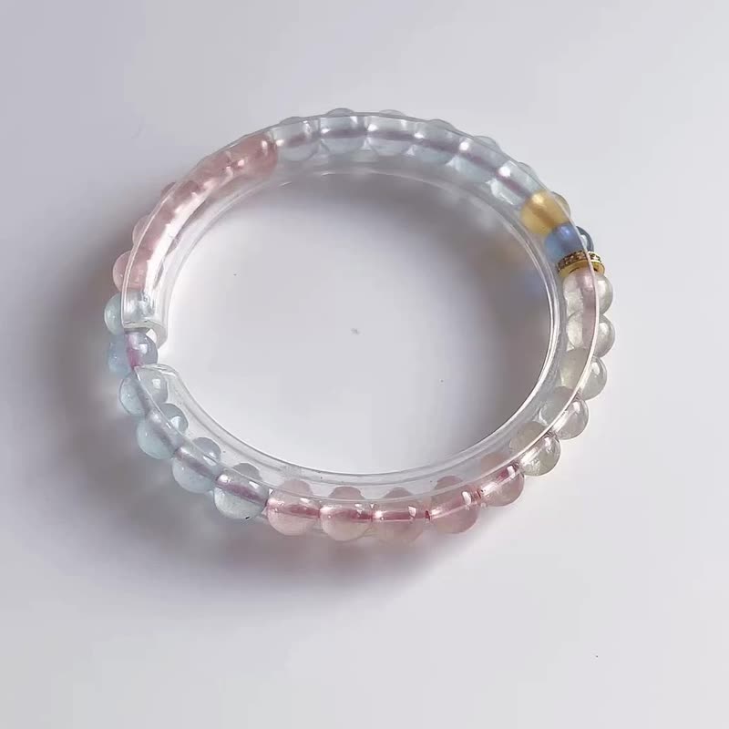 天然矿石 冰彩摩根石 6 mm 手链 - 手链/手环 - 水晶 多色