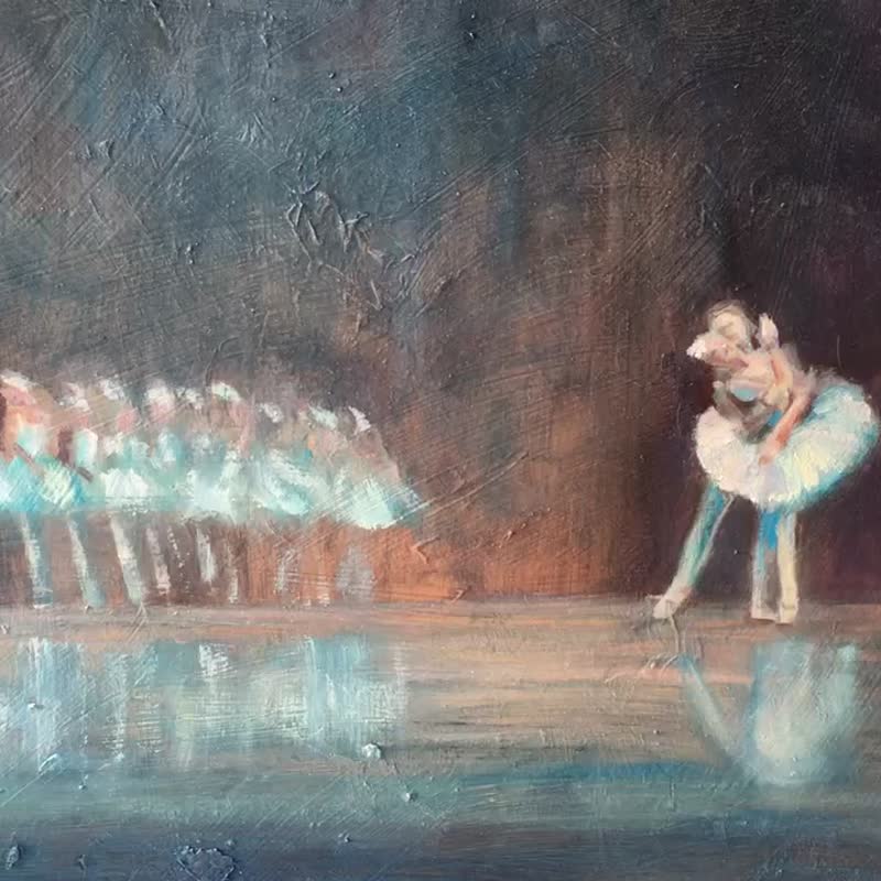 Oil Painting Original Hand Painted Ballerina Impressionist - 墙贴/壁贴 - 其他材质 蓝色