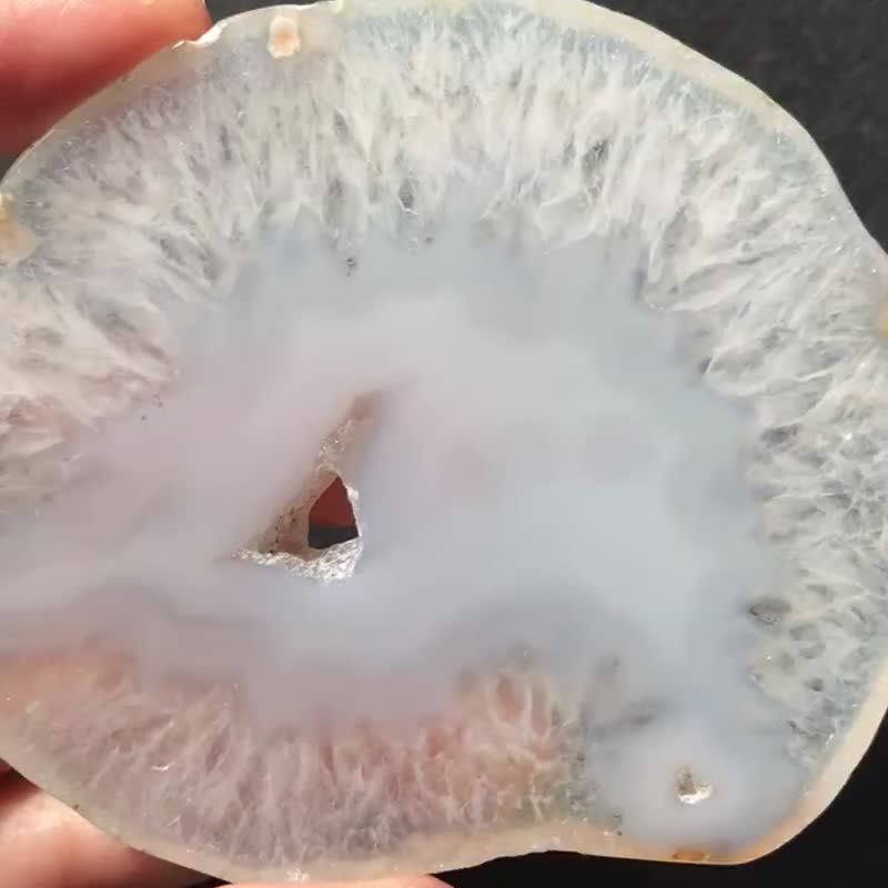 巴西 纯白 雪花 爆晶 玛瑙切片  水晶  crystal 摆设 摆件 - 摆饰 - 水晶 白色