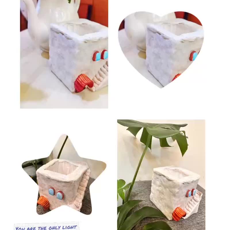童话阶梯小屋-手作多功能收纳摆饰/笔筒 × 花器 × 小物收纳 - 收纳用品 - 粘土 