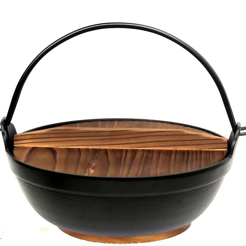 岩铸 南部铁器 深型铁锅24cm 附木盖 IH对应 日本制 - 锅具/烤盘 - 其他金属 黑色