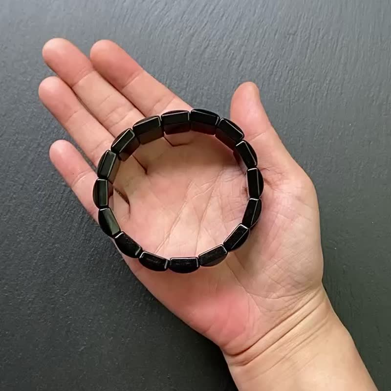 避邪保平安-简约天然黑曜石手排 手环 手链 定制化礼物 - 手链/手环 - 水晶 黑色
