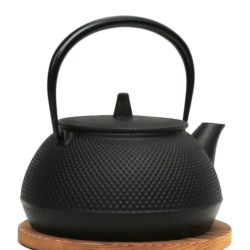 岩铸 南部铁器 铁瓶兼用急须 5型新霰 0.65L 附茶滤 IH对应 - 茶具/茶杯 - 其他金属 黑色