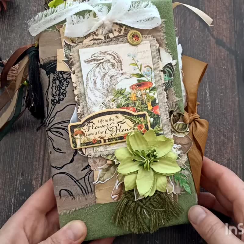 森林自然笔记本 手工制作 鸟类 蝴蝶 手帐 植物 风格 出售 - 笔记本/手帐 - 纸 绿色