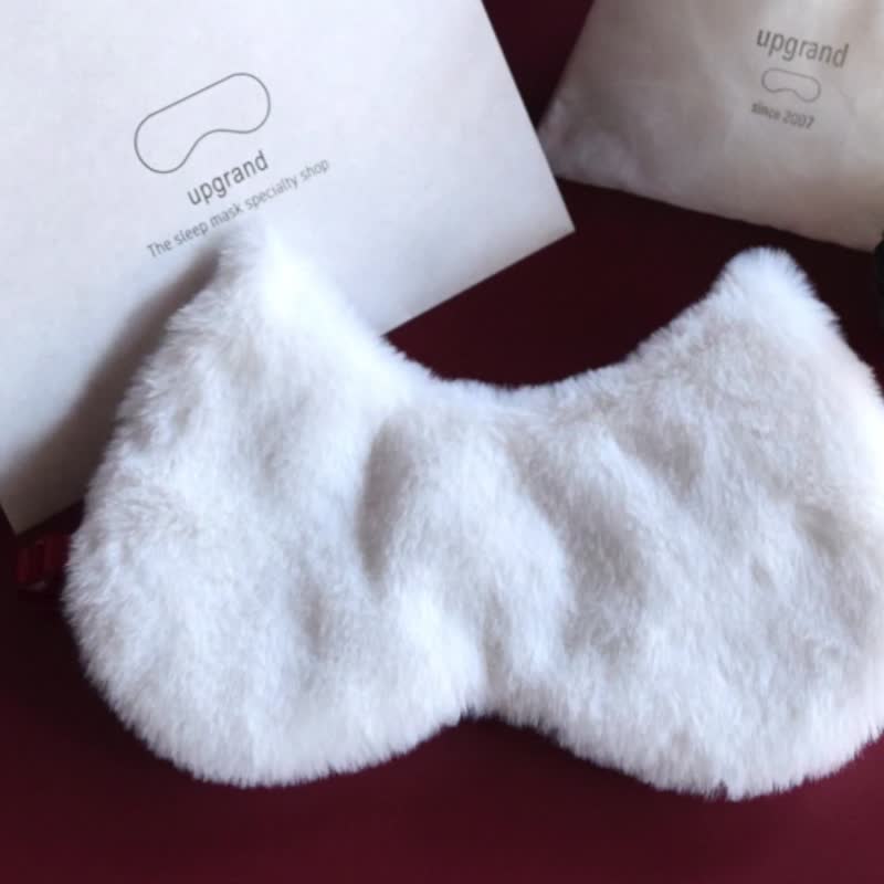 日本眼罩 毛茸茸Cat  | white | 有附收纳袋 - 眼罩 - 棉 白色