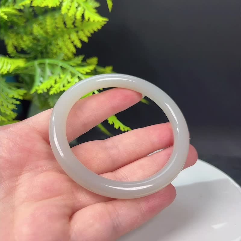 和田玉手镯 57MM 老料烟紫玉手环 附证书 质地油润细腻 祥瑞贵气 - 手链/手环 - 玉石 