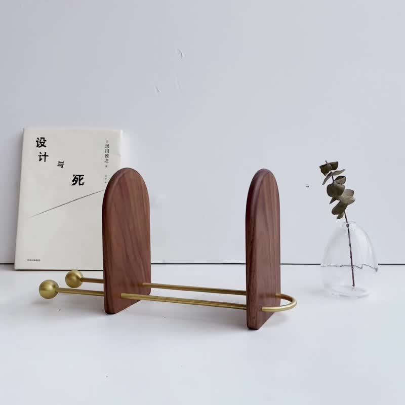 北美黑胡桃木书立架书档书靠桌面创意收纳学生用阅读书架原创手工 - 书架/书挡 - 木头 咖啡色