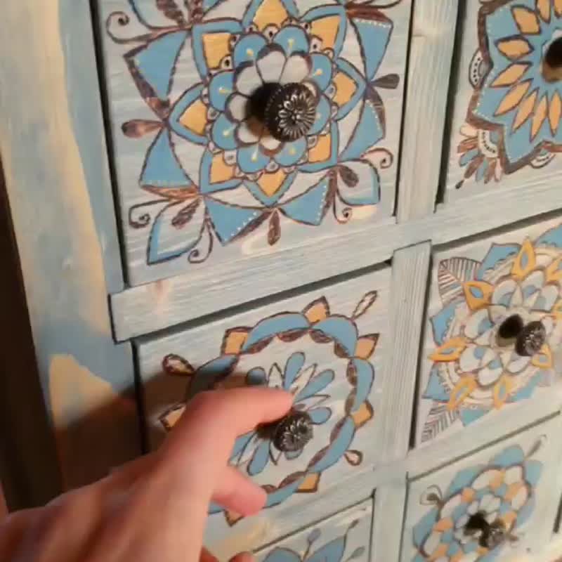 迷你饰品抽屉柜 - 收纳用品 - 木头 蓝色